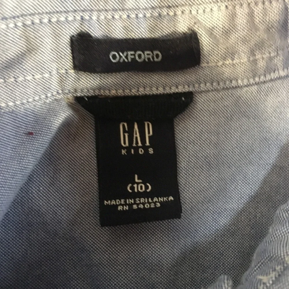 Gap Oxford Shirt Boys Size L 10 Blue Long Sleeve Button Down Cotton Chambray